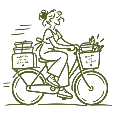 Illustration of Sofia riding a bicycle with meal containers